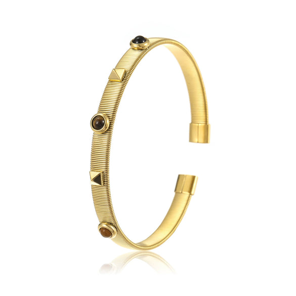 Wholesale Stainless Steel 18K Zircon Opening Adjustable Colorfree Bracelet French Retro Court Style Light Luxury Electroplated