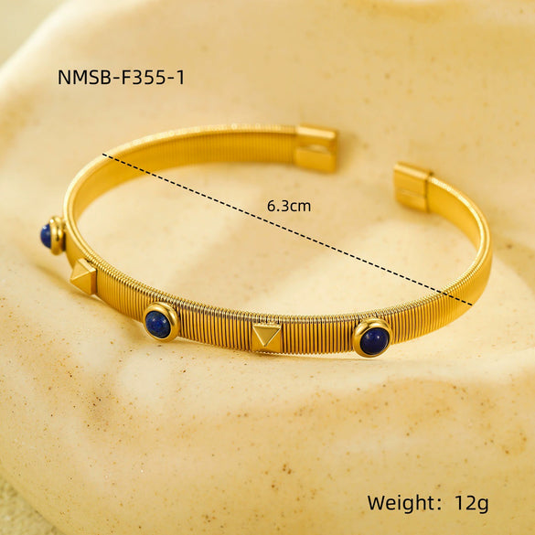 Wholesale Stainless Steel 18K Zircon Opening Adjustable Colorfree Bracelet French Retro Court Style Light Luxury Electroplated