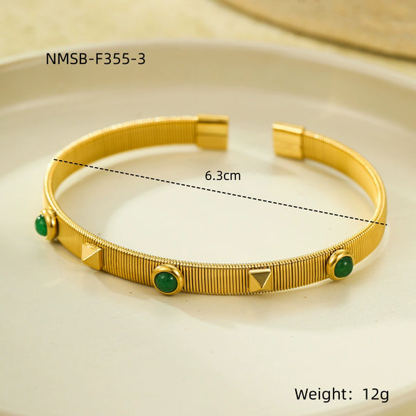 Wholesale Stainless Steel 18K Zircon Opening Adjustable Colorfree Bracelet French Retro Court Style Light Luxury Electroplated
