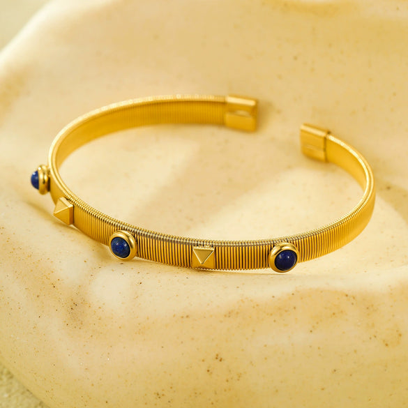 Wholesale Stainless Steel 18K Zircon Opening Adjustable Colorfree Bracelet French Retro Court Style Light Luxury Electroplated