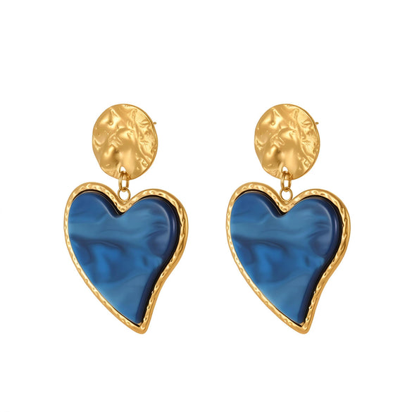 Wholesale Stainless Steel 18 Karat Electroplated Heart Shape Leopard Print Earrings For Women