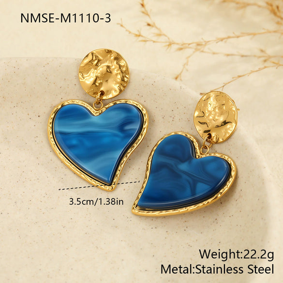 Wholesale Stainless Steel 18 Karat Electroplated Heart Shape Leopard Print Earrings For Women