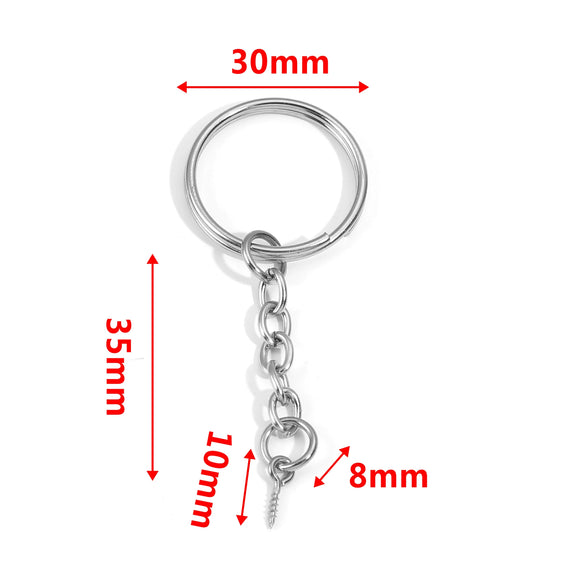 Wholesale Stainless Steel Key Chain Blank Pendant Accessories With Electroplating And Return Pattern For Diy
