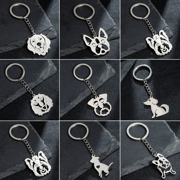 Wholesale Stainless Steel Keychain Accessories With Cute Small Animal Bear Little Pig Pendant And Electroplating Design