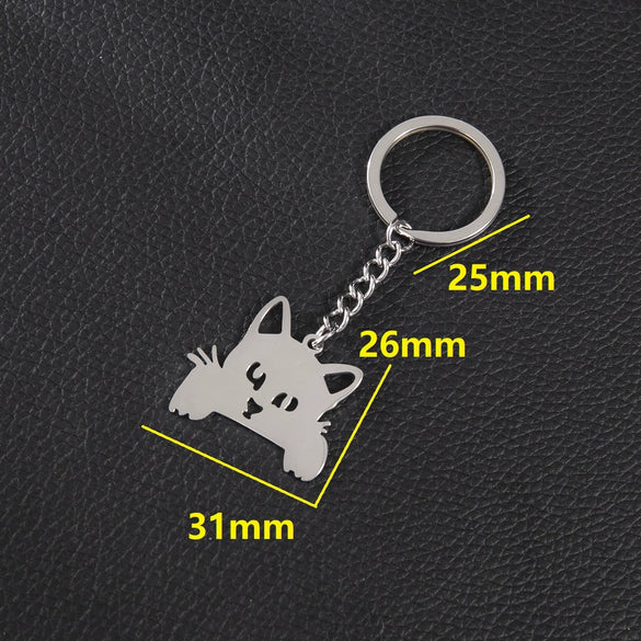 Wholesale Stainless Steel Keychain With Geometric Round Volleyball Football And Animal Bear Little Pig Pendants Electroplated