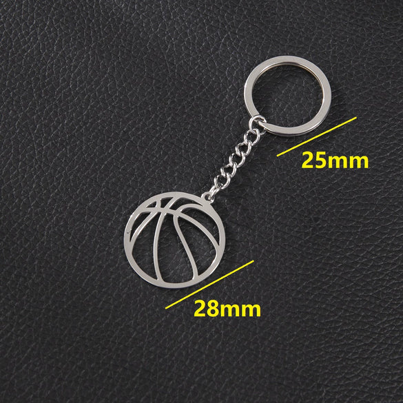 Wholesale Stainless Steel Keychain With Geometric Round Volleyball Football And Animal Bear Little Pig Pendants Electroplated
