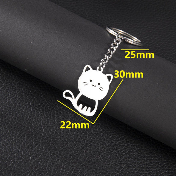 Wholesale Stainless Steel Keychain With Geometric Round Volleyball Football And Animal Bear Little Pig Pendants Electroplated