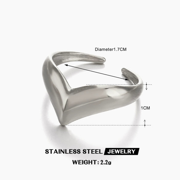 Wholesale Stainless Steel Ladies Vshape Ring With Letters Numbers Text Electroplating Design