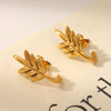 Wholesale Stainless Steel Leaf Earrings Real Goldplated Vacuum Plated Light Luxury Style