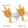 Wholesale Stainless Steel Leaf Earrings Real Goldplated Vacuum Plated Light Luxury Style