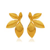 Wholesale Stainless Steel Leaf Flower Electroplated Asymmetric Earrings For Women Retro Simple Style