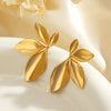 Wholesale Stainless Steel Leaf Flower Electroplated Asymmetric Earrings For Women Retro Simple Style