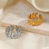 Wholesale Stainless Steel Leaf Open Ring 18K Goldplated For Women Plant Flowers Style
