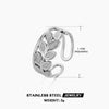 Wholesale Stainless Steel Leaf Opening Adjustable Ring For Women With Electroplating Treatment