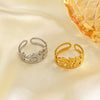 Wholesale Stainless Steel Leaf Opening Adjustable Ring For Women With Electroplating Treatment
