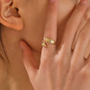 Wholesale Stainless Steel Leaf Ring Electroplated For Women Plant Flowers Style
