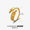 Wholesale Stainless Steel Leaf Ring Electroplated For Women Plant Flowers Style