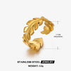 Wholesale Stainless Steel Leaf Ring For Women Ins Style Hiphop Nonfading Opening Adjustment Electroplated