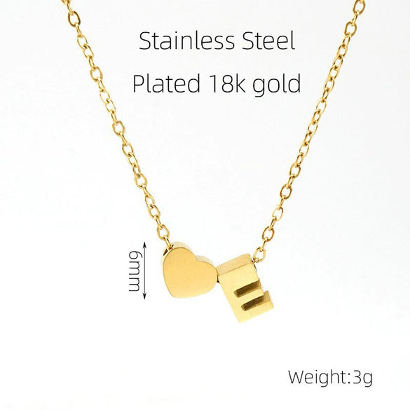 Wholesale Stainless Steel Letter And Heart Pendant Necklace With Electroplating And Cross Chain Design Unisex