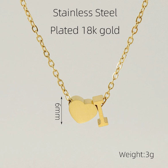 Wholesale Stainless Steel Letter And Heart Pendant Necklace With Electroplating And Cross Chain Design Unisex
