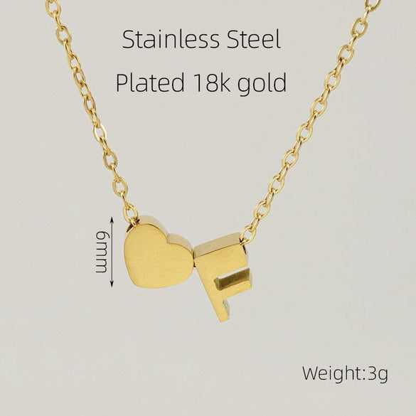 Wholesale Stainless Steel Letter And Heart Pendant Necklace With Electroplating And Cross Chain Design Unisex