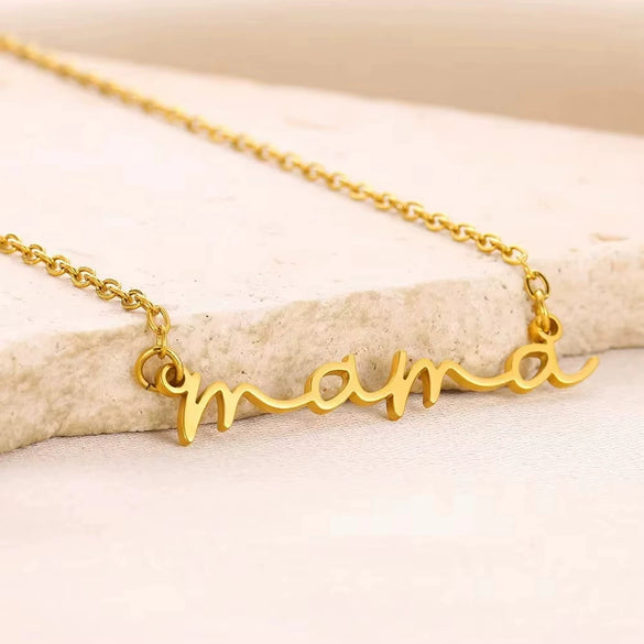 Wholesale Stainless Steel Letter Handpainted Mother Necklace Literary Style O Word Chain Electroplated