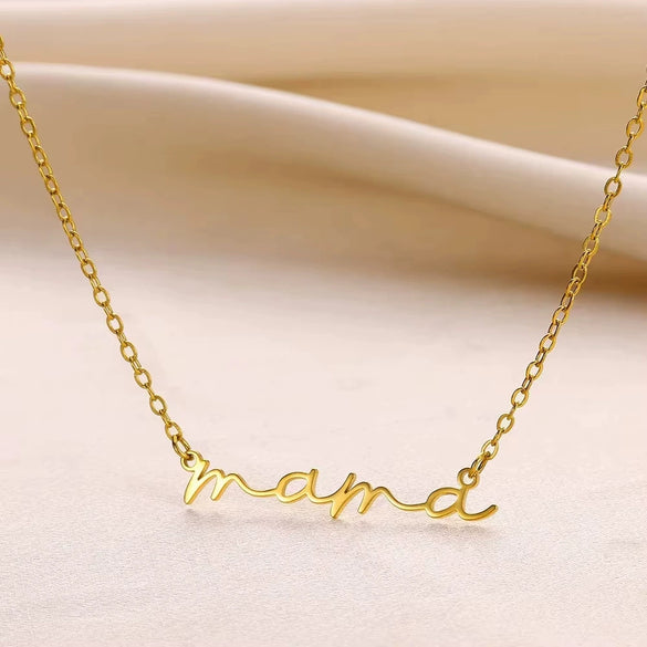 Wholesale Stainless Steel Letter Handpainted Mother Necklace Literary Style O Word Chain Electroplated