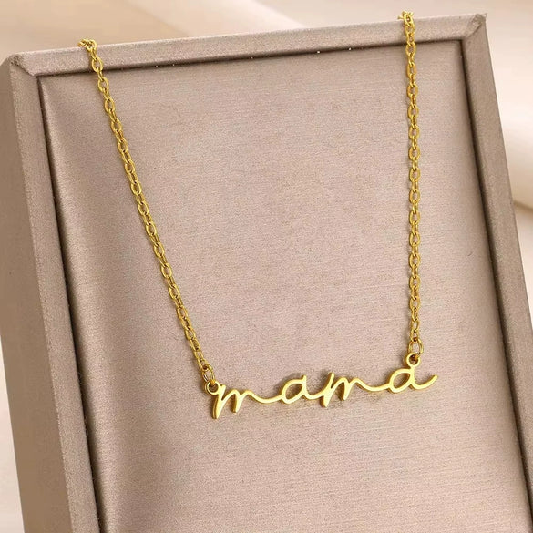 Wholesale Stainless Steel Letter Handpainted Mother Necklace Literary Style O Word Chain Electroplated