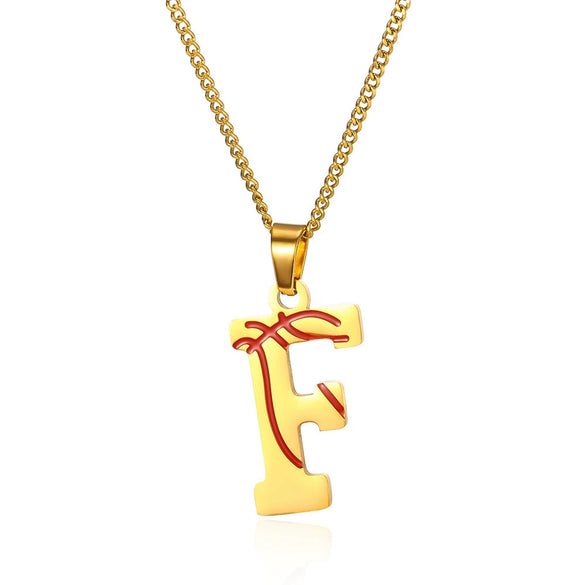 Wholesale Stainless Steel Letter Necklace With Horse Whip Chain And Electroplating Treatment