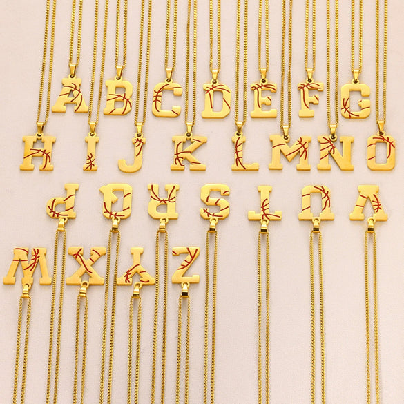 Wholesale Stainless Steel Letter Necklace With Horse Whip Chain And Electroplating Treatment