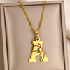Wholesale Stainless Steel Letter Necklace With Horse Whip Chain And Electroplating Treatment