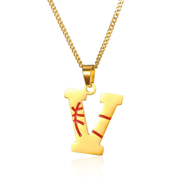 Wholesale Stainless Steel Letter Necklace With Horse Whip Chain And Electroplating Treatment
