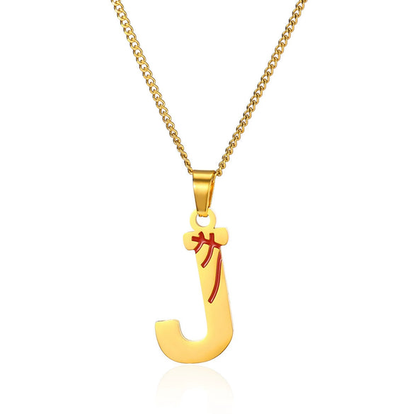Wholesale Stainless Steel Letter Necklace With Horse Whip Chain And Electroplating Treatment