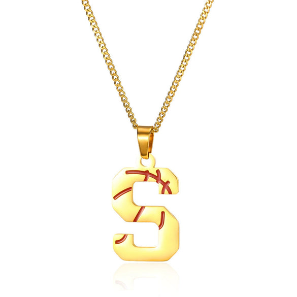 Wholesale Stainless Steel Letter Necklace With Horse Whip Chain And Electroplating Treatment