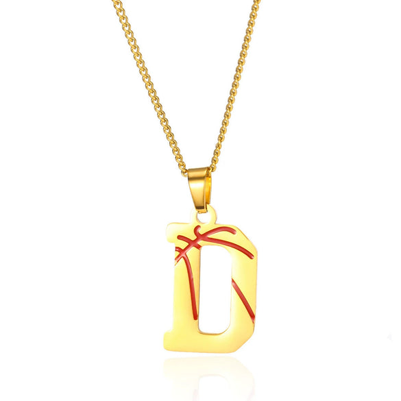 Wholesale Stainless Steel Letter Necklace With Horse Whip Chain And Electroplating Treatment