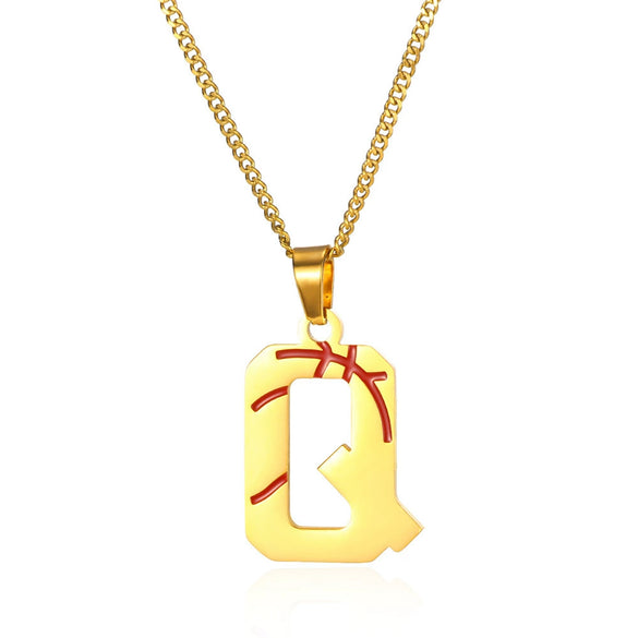 Wholesale Stainless Steel Letter Necklace With Horse Whip Chain And Electroplating Treatment