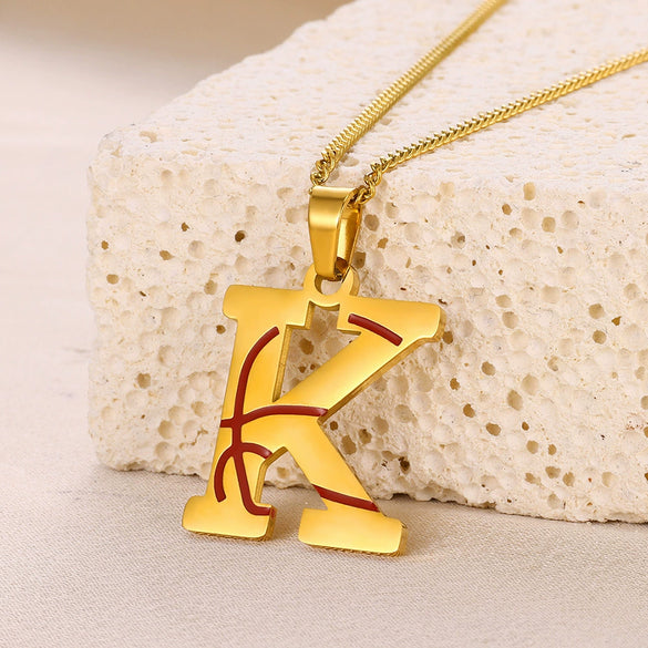 Wholesale Stainless Steel Letter Necklace With Horse Whip Chain And Electroplating Treatment