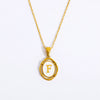 Wholesale Stainless Steel Letter Oval Pendant Necklace With Dripping Oil Treatment For Women