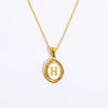 Wholesale Stainless Steel Letter Oval Pendant Necklace With Dripping Oil Treatment For Women