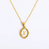 Wholesale Stainless Steel Letter Oval Pendant Necklace With Dripping Oil Treatment For Women