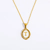 Wholesale Stainless Steel Letter Oval Pendant Necklace With Dripping Oil Treatment For Women