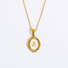 Wholesale Stainless Steel Letter Oval Pendant Necklace With Dripping Oil Treatment For Women