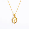 Wholesale Stainless Steel Letter Oval Pendant Necklace With Dripping Oil Treatment For Women