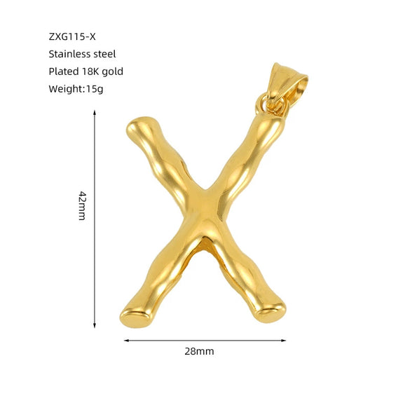 Wholesale Stainless Steel Letter Pendant Clavicle Chain With Electroplating And Concaveconvex Design