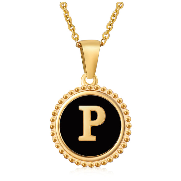 Wholesale 316L Stainless Steel Letter Pendant Necklace With Dripping Oil Design And Vacuum Electroplating In Furnace For Unisex