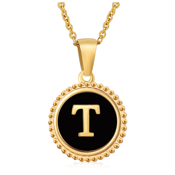 Wholesale 316L Stainless Steel Letter Pendant Necklace With Dripping Oil Design And Vacuum Electroplating In Furnace For Unisex