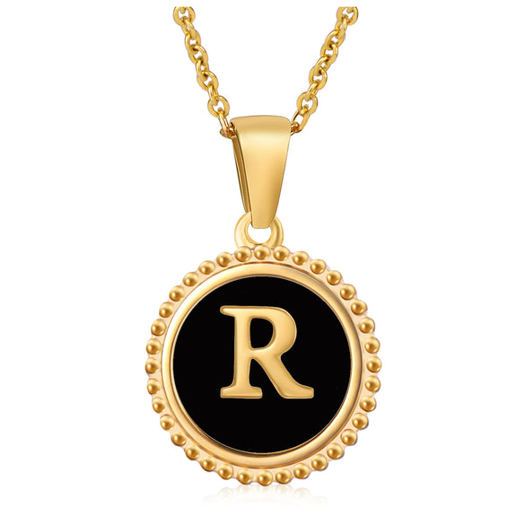 Wholesale 316L Stainless Steel Letter Pendant Necklace With Dripping Oil Design And Vacuum Electroplating In Furnace For Unisex