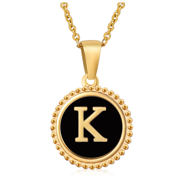 Wholesale 316L Stainless Steel Letter Pendant Necklace With Dripping Oil Design And Vacuum Electroplating In Furnace For Unisex
