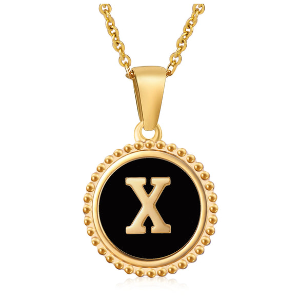 Wholesale 316L Stainless Steel Letter Pendant Necklace With Dripping Oil Design And Vacuum Electroplating In Furnace For Unisex