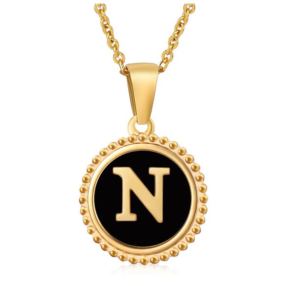 Wholesale 316L Stainless Steel Letter Pendant Necklace With Dripping Oil Design And Vacuum Electroplating In Furnace For Unisex